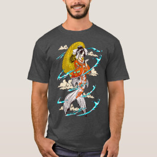 Camiseta Japonês Geisha e Koi pescam Japão Amantes Kawaii