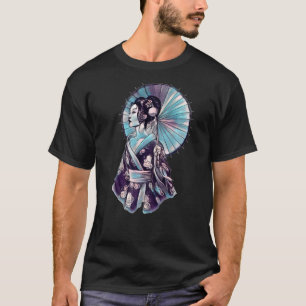 Camiseta JAPONÊS GEISHA PARASOL bonito Tattoo samurai