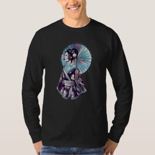 Camiseta JAPONÊS GEISHA PARASOL bonito Tattoo samurai