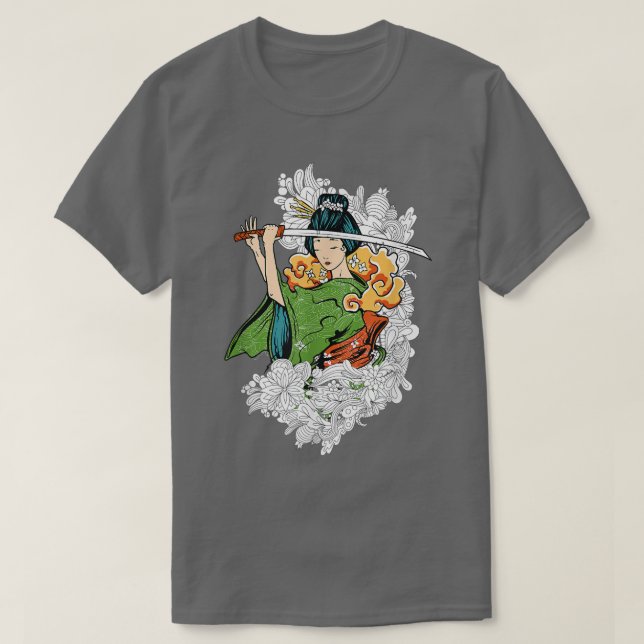 Camiseta Japonês Geisha Samurai (2) (Frente do Design)