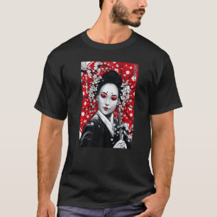 Camiseta Japonês Geisha Umbrella Ink Wash Painting Souveni