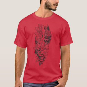 Camiseta Japonês Hannya Mask Lotus Flower Art Premium 