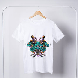 Camiseta Japonês Hannya Mask Swords Koi Fish