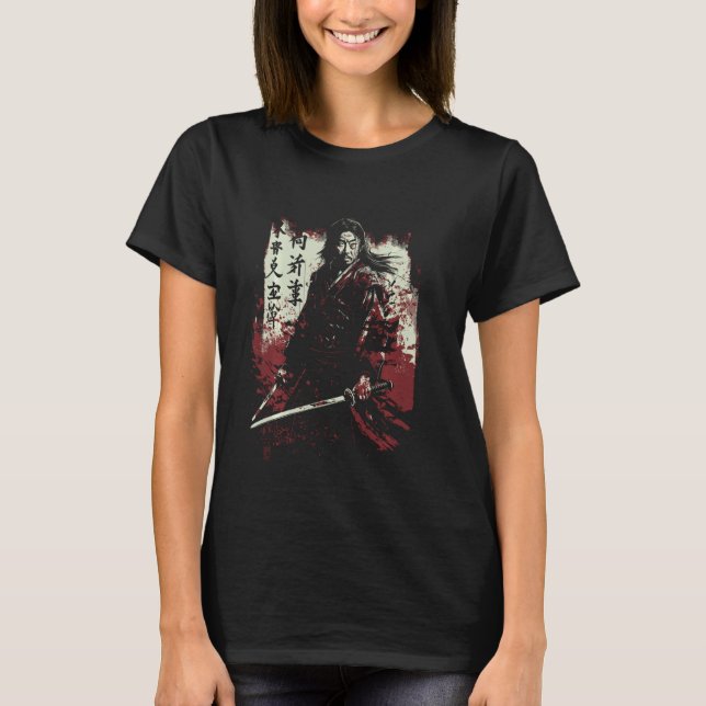 Camiseta Japonês Kanji Samurai Warrior I Japonês Art Samu (Frente)