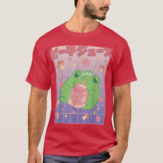 Camiseta Japonês Kawaii Sapo Strawberry Milk Japão Mushroo