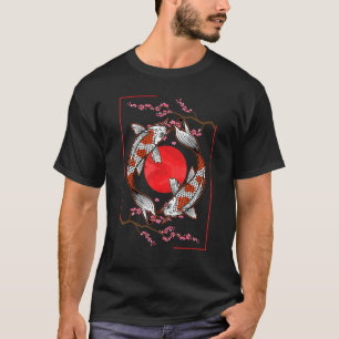 Camiseta Japonês Koi Carp Sakura Retro Japão Koi Carp