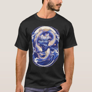 Camiseta Japonês Koi Fish Ocean Wave Tattoo Symbolism Sere