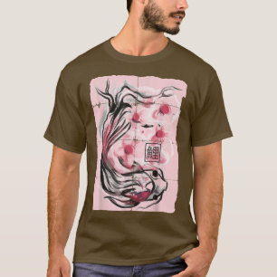 Camiseta Japonês Koi Fish Sakura Cherry Blossom Graphic