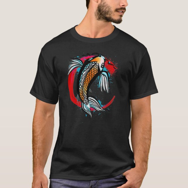 Camiseta Japonês Koi Fish The Enso ring Zen Circle Men (Frente)