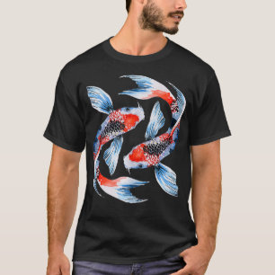 Camiseta Japonês Koi p Nishikigoi Fish Cherry Blossommen Me