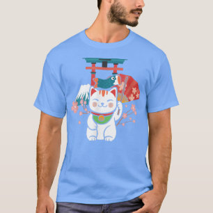 Camiseta Japonês Lucky Cat Sakura Torii