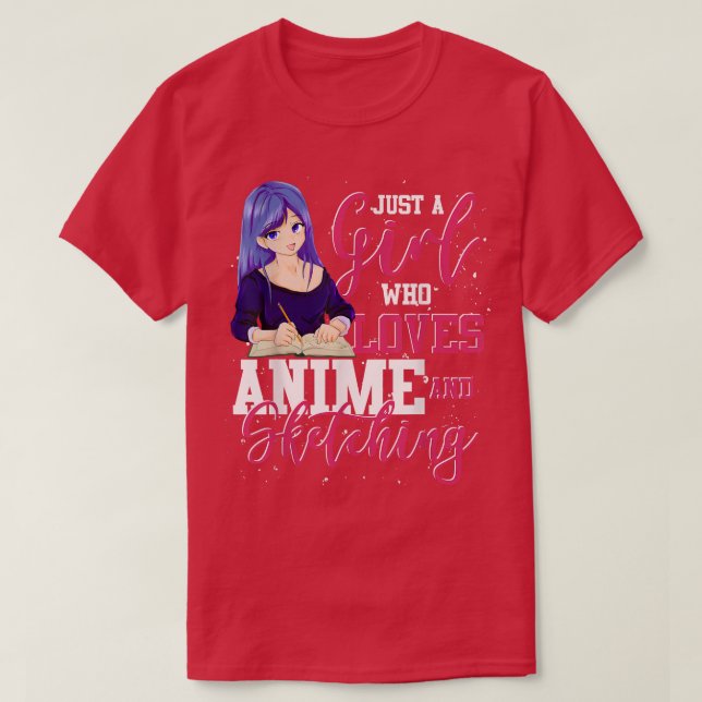 Camiseta Japonês Manga Otaku Sketching Girls Kawaii Japão (Frente do Design)