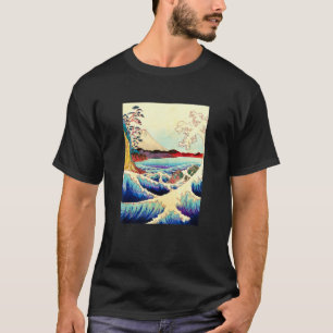 Camiseta Japonês Onda De Excelente Com O Monte Fuji Impress