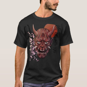 Camiseta Japonês Oni Demon Mask Japonês Kanji Samurai Oni