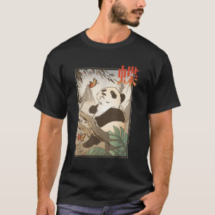 Camiseta Japonês Panda Bear Japão Borboleta Natureza Animal
