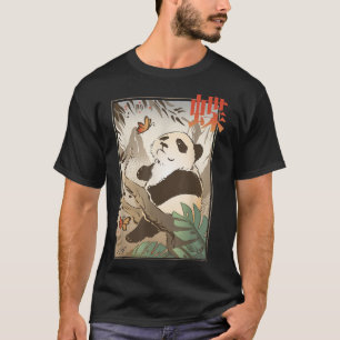 Camiseta Japonês Panda Cujo Urso Japonês Borboleta-Borbolet