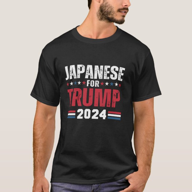Camiseta Japonês Para Trump 2024 American Flag T Shirt (Frente)