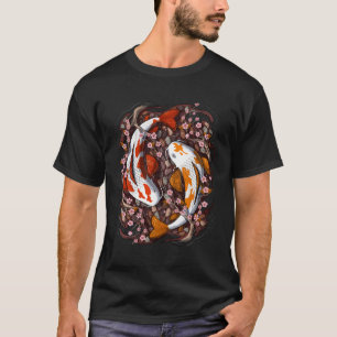 Camiseta Japonês Peixe-Koi Gigante Cereja-Carpa Flor-Flor