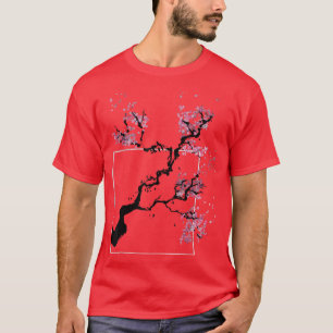 Camiseta Japonês: Pink Sakura Vintage Woodblock Japão Cherr