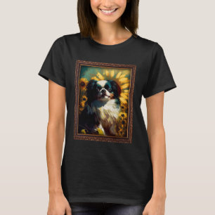 Camiseta Japonês Pintando Flor de Girassol Mãe Mulheres