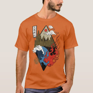 Camiseta Japonês Quatro Elementos Água Fogo Terra