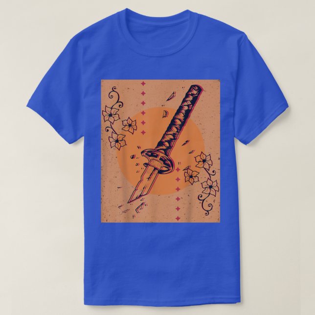 Camiseta Japonês - Retro Broken Samurai Sword Sword Sword J (Frente do Design)