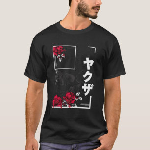 Camiseta Japonês Rosas do crânio estético Japão Gótico góti