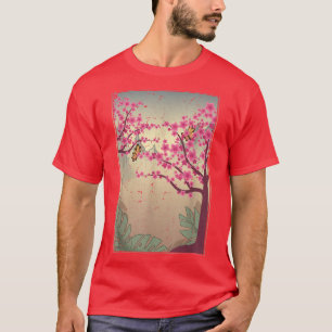 Camiseta Japonês Sakura Árvore Rosa Flor-Rosa Japonês Cherr