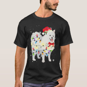 Camiseta Japonês Spitz Dog Natal Light Xmas Mãe Pai Gi