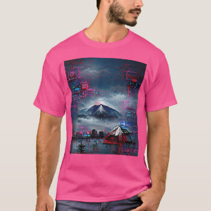 Camiseta Japonês Street Veste Estética Monte Fuji Cyberpun
