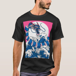 Camiseta Japonês Sushi Dragon Maki Excelente Wave Off Kanag