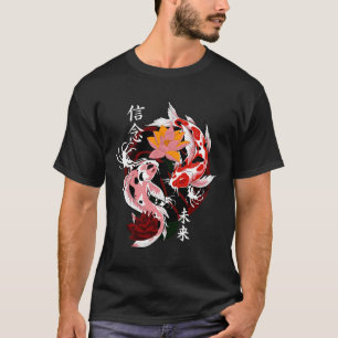 Camiseta Japonês Tattoos Koi Fish Pond Origem Água Floral