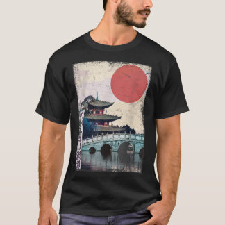 Camiseta Japonês Temple Anime Japan Woodblock Vintage Art