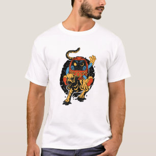 Camiseta Japonês Tiger Lucky Daruma Doll Japonês Tradiciona