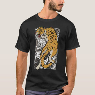 Camiseta Japonês Tiger Samurai Warrior Animal Fighting Asi