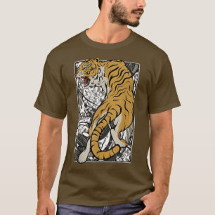 Camiseta Japonês Tiger Samurai Warrior Animal Fighting Asi