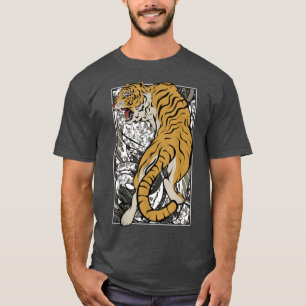 Camiseta Japonês Tiger Samurai Warrior Animal Fighting Asi