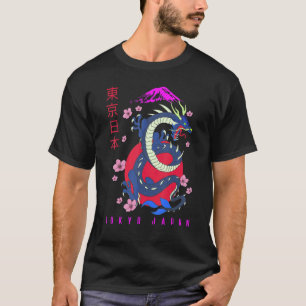 Camiseta Japonês Tokyo Dragon Asian Retro 80u2019s Estilo 1
