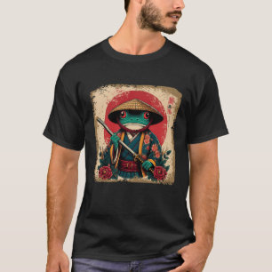 Camiseta Japonês Woodblock Art Samurai Sapo Japonês Kanji
