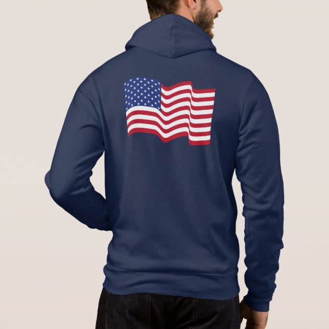 Camiseta Jaqueta de Bandeira Americana Hoodie (Verso)