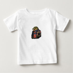 Camiseta Jaqueta de Couro de Motoqueiro Jacaré Patriótico F