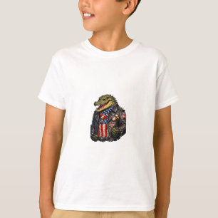 Camiseta Jaqueta de Couro de Motoqueiro Jacaré Patriótico F