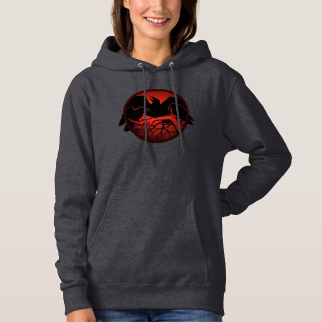 Camiseta Jaqueta Raven Hoodie Jaqueta de Arte Cruzada Femin (Frente)