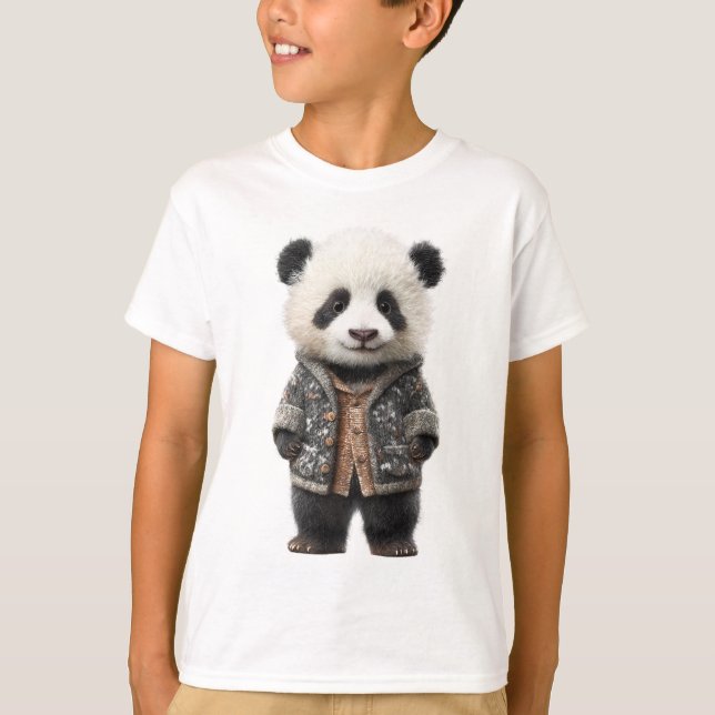 Camiseta Jaqueta Xadrez Panda Kids (Frente)