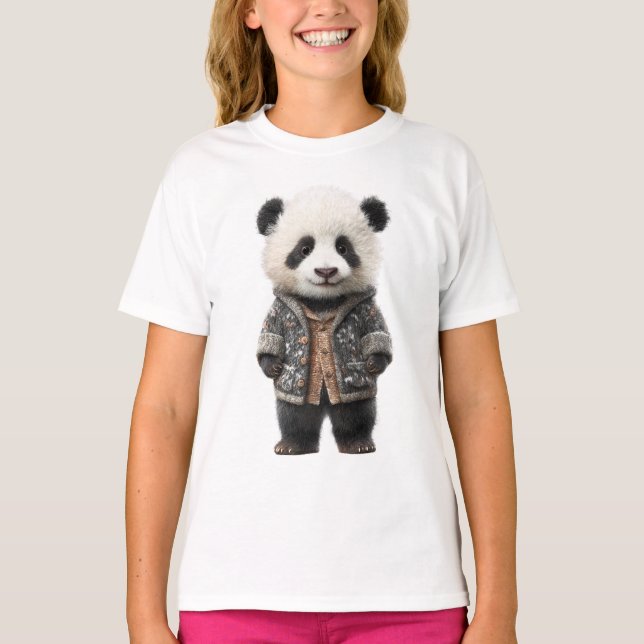 Camiseta Jaqueta Xadrez Panda Kids (Frente)