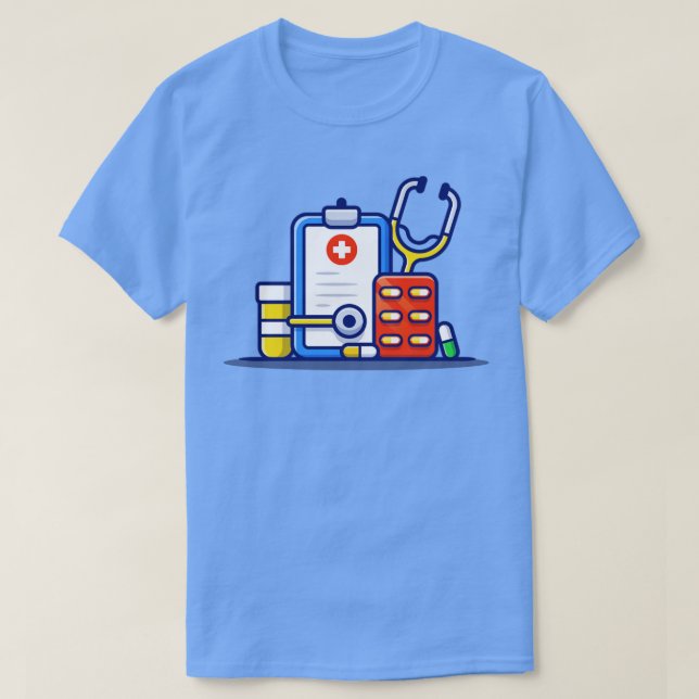 Camiseta Jar E Pílulas Estetoscópicas Da Área De Transferên (Frente do Design)