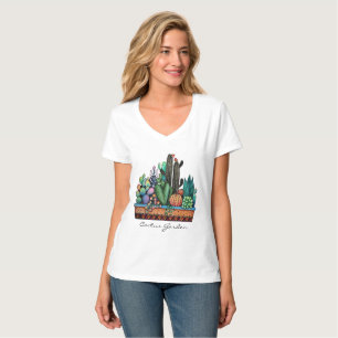 Camiseta Jardim bonito do cacto da aguarela no pote