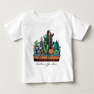 Camiseta Jardim bonito do cacto da aguarela no pote