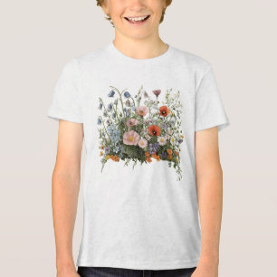 Camiseta Jardim botânico de flores de prado de flores silve