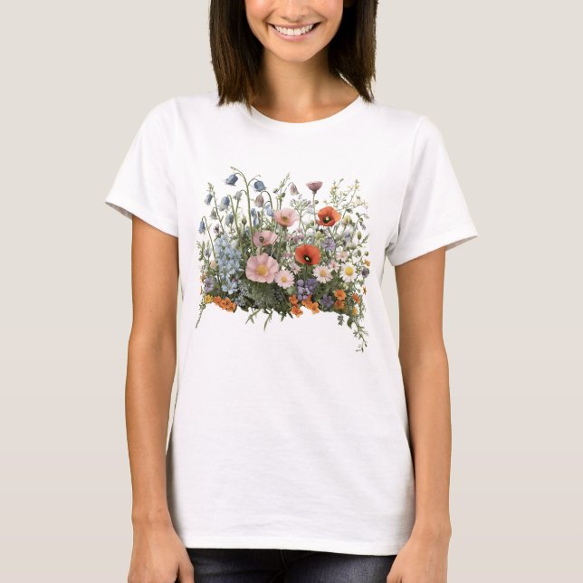 Camiseta Jardim botânico de flores silvestres (Frente)